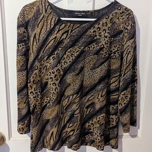 Sold Brittany Black and Brown Animal Print Blouse